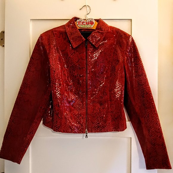 Society Limonta Jackets & Blazers - Rare Vintage Society Limonta Italian Red Leather Snakeskin Jacket